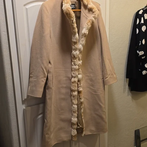Cinzia Rocca Wool Coat with Chinchilla trim nwot - Picture 3 of 9